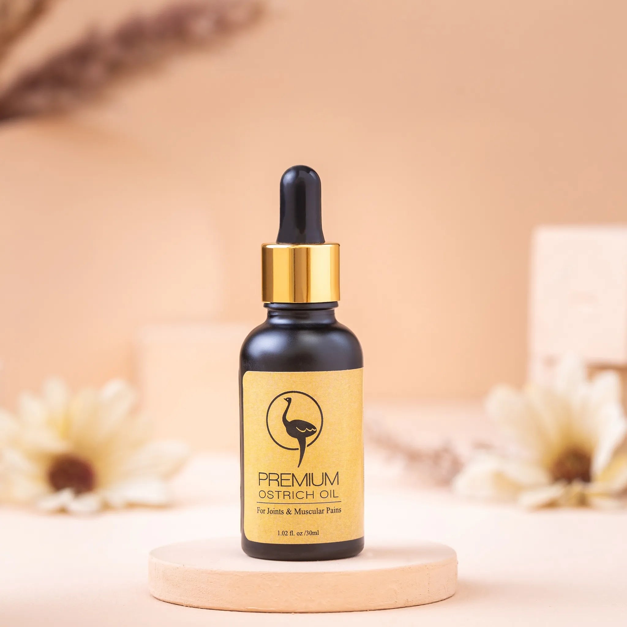 Nutra Cure Premium Ostrich Oil 50ml dropper bottle for joint and muscle pain relief