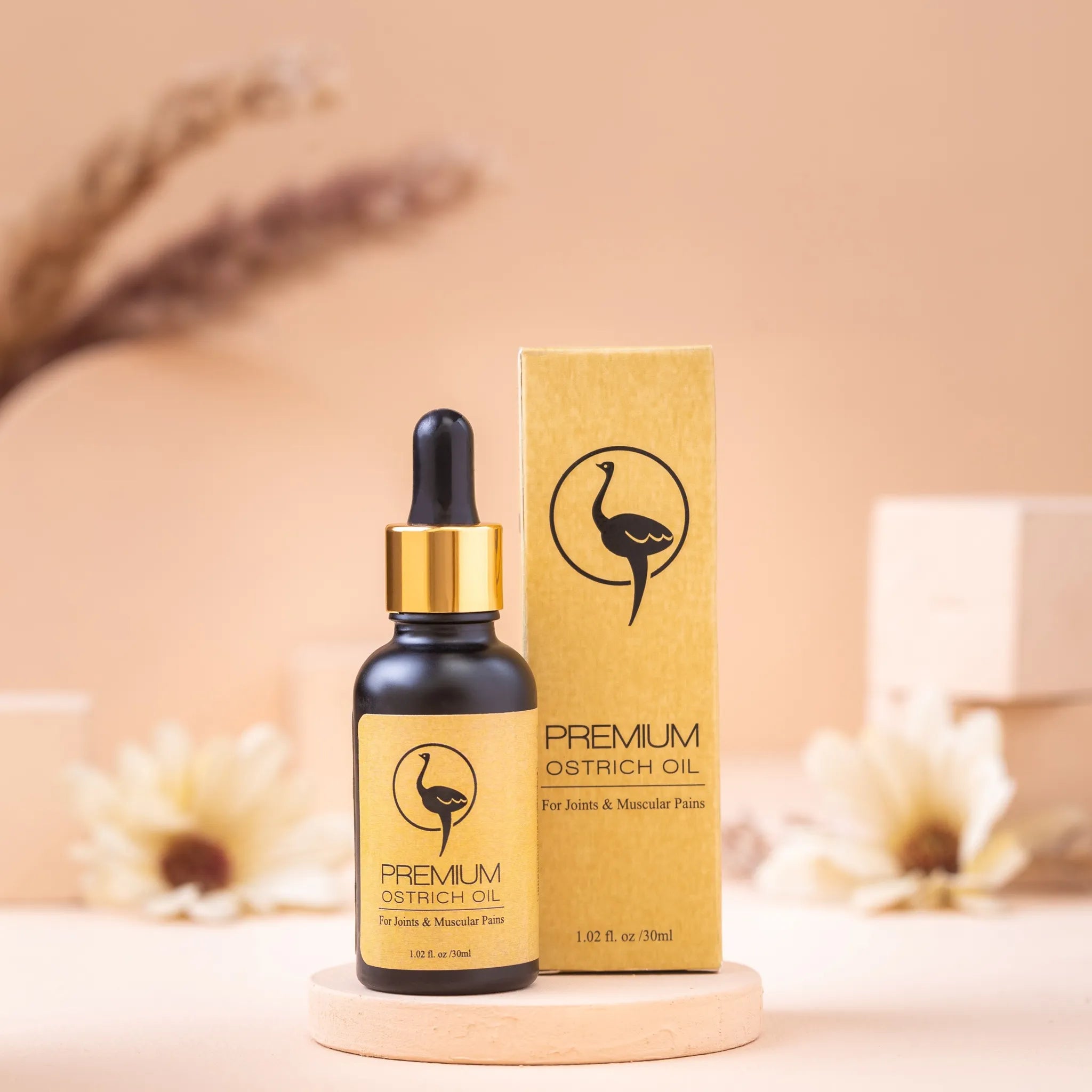 Nutra Cure Premium Ostrich Oil bottle and box for joint and muscle pain relief in Pakistan